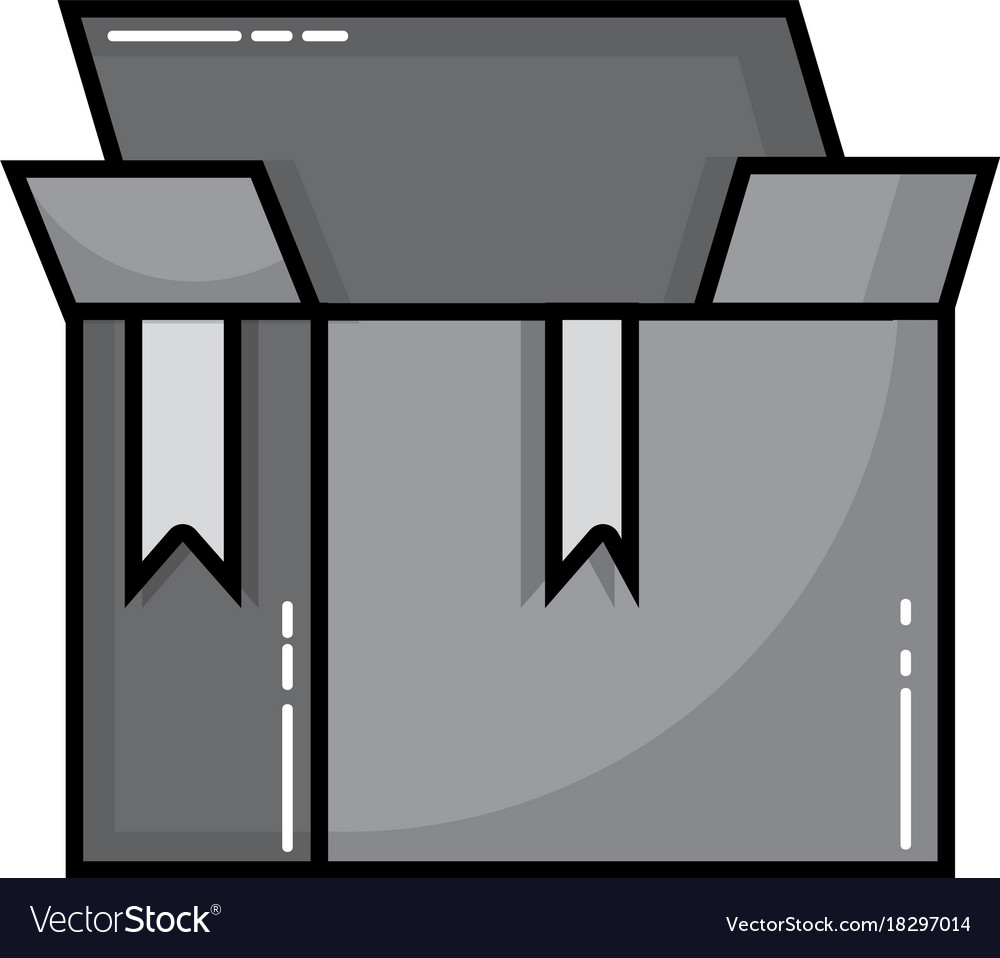 Grayscale box package object open design