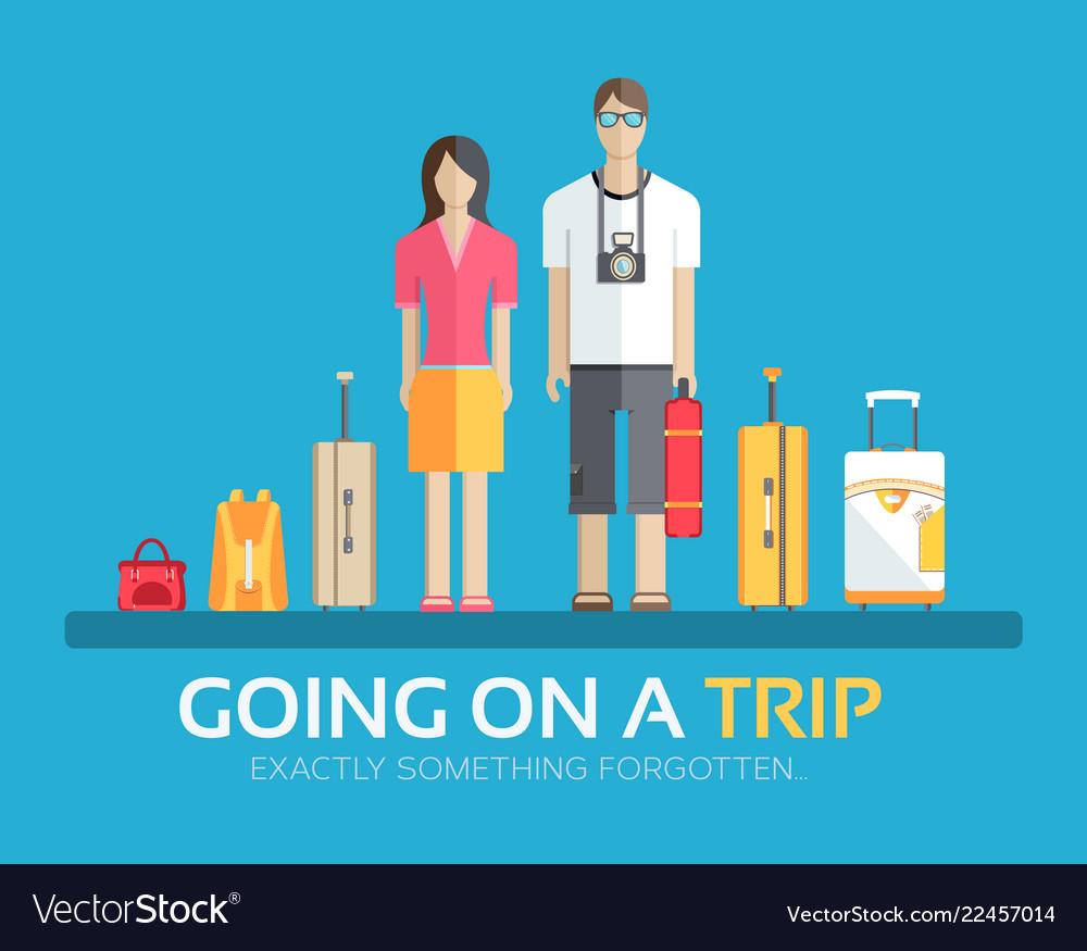 Journey vacation baggage in flat design background