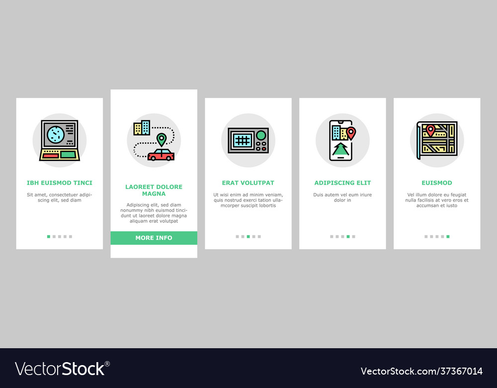 Map location system onboarding icons set