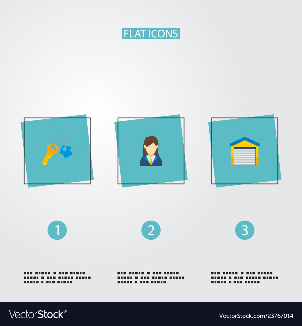 Set of property icons flat style symbols with key Vector Image Set of property icons flat style symbols with key