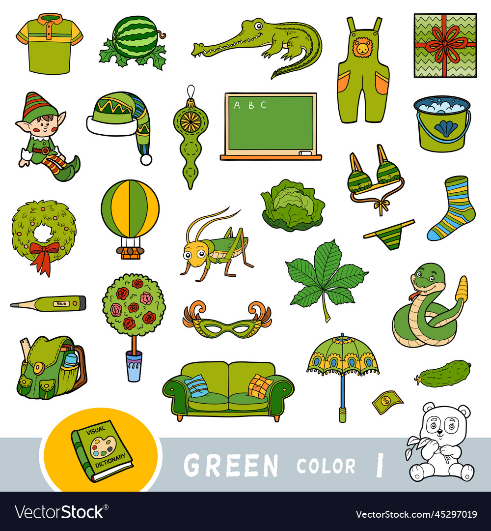 Colorful set of green color objects visual Vector Image Colorful set of green color objects visual