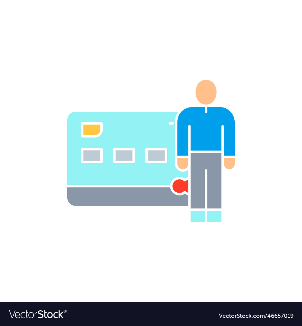 Credit card with man identification card white Vector Image