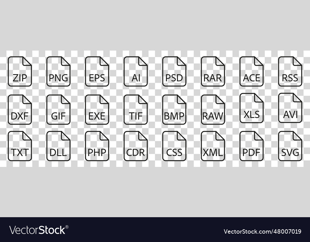 Document file type format line Royalty Free Vector Image