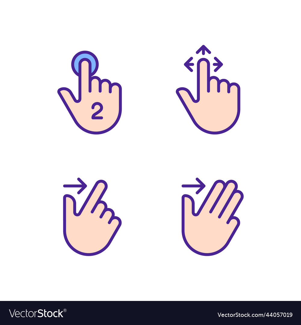 Drag and swipe gestures pixel perfect rgb color vector image Drag and swipe gestures pixel perfect rgb color
