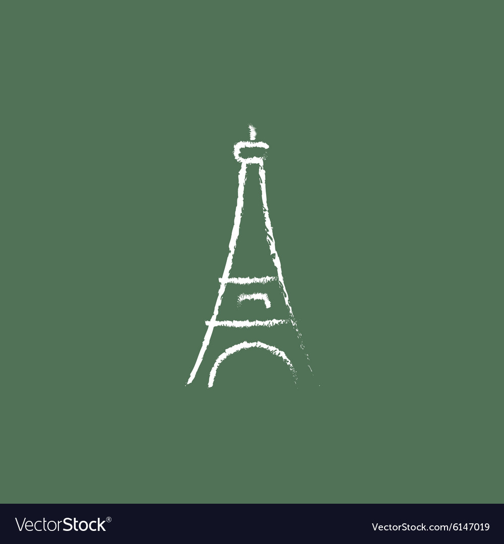 Eiffel tower icon drawn in chalk