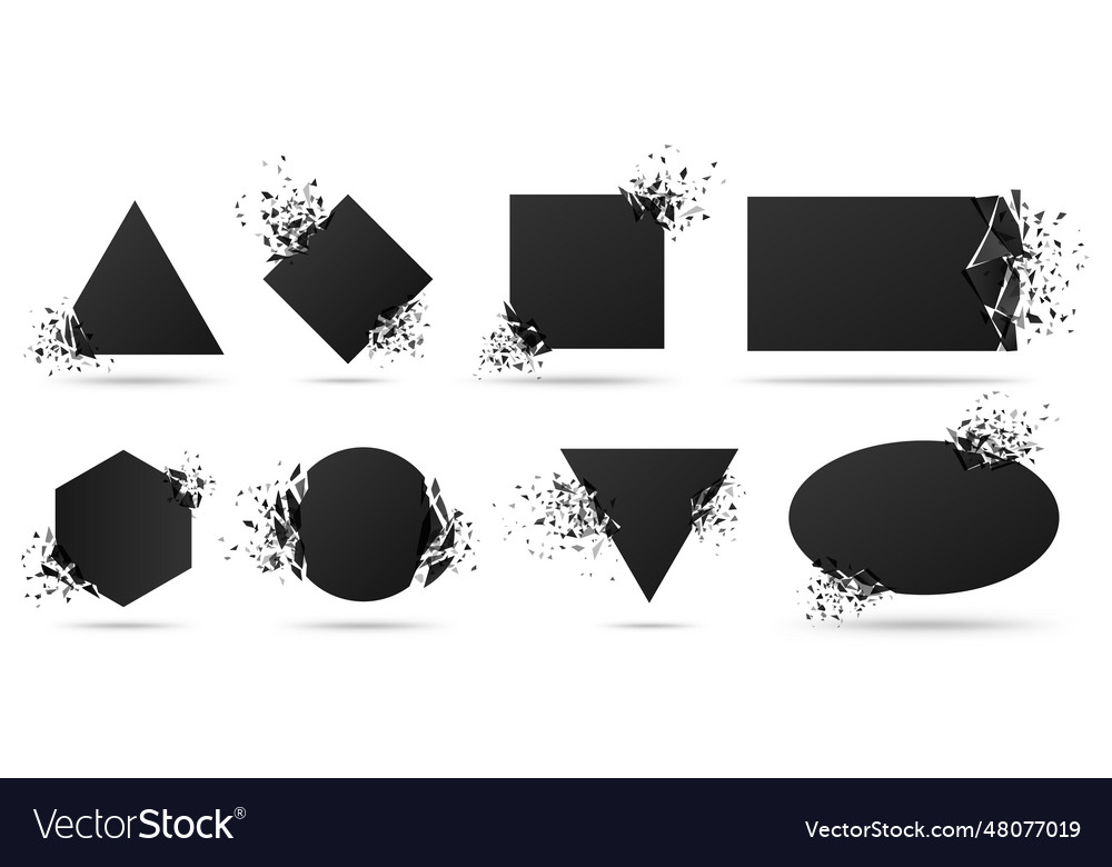 Exploded frame with spray particles explosion