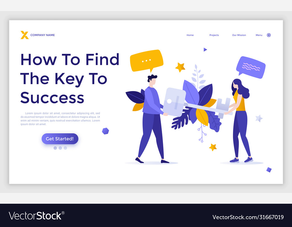 Flat landing page template Royalty Free Vector Image