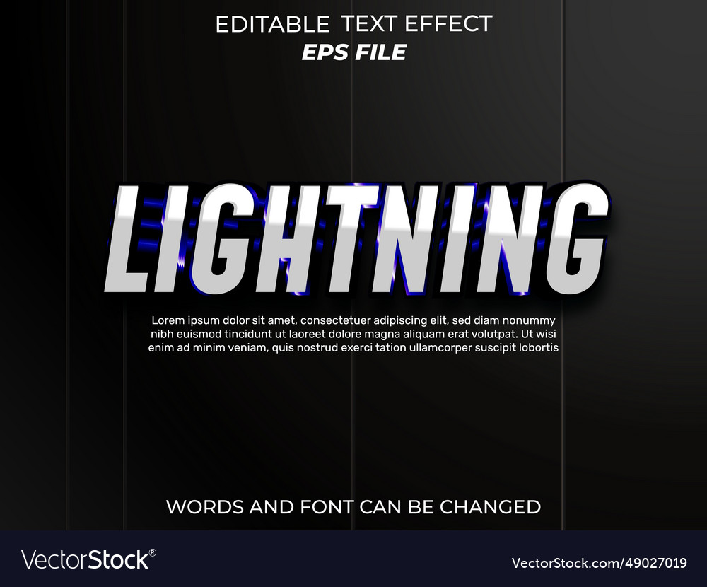 Lightning text effect font editable typography 3d