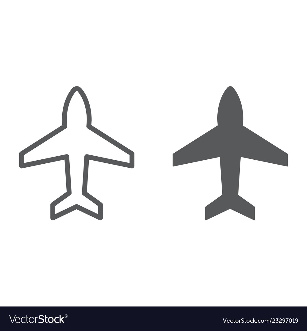 Flugzeuglinie und Glyph-Icon-Flugzeugstrahl