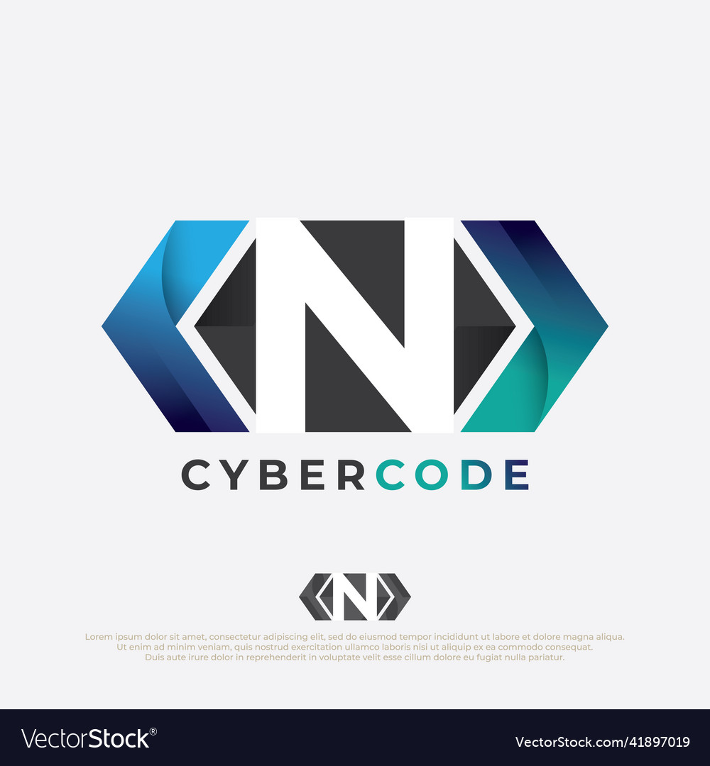 Programmer logo with letter n design code icon