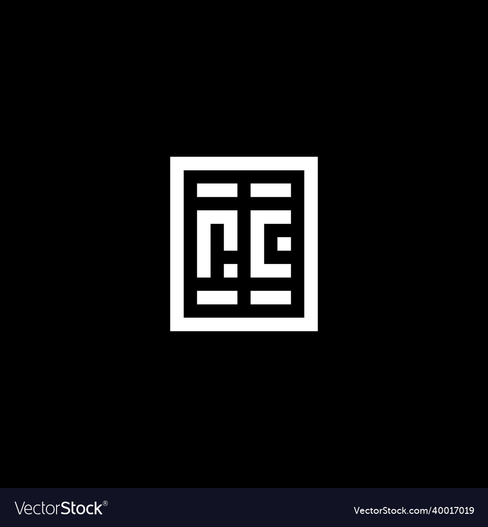 Rc initial logo with square rectangular shape