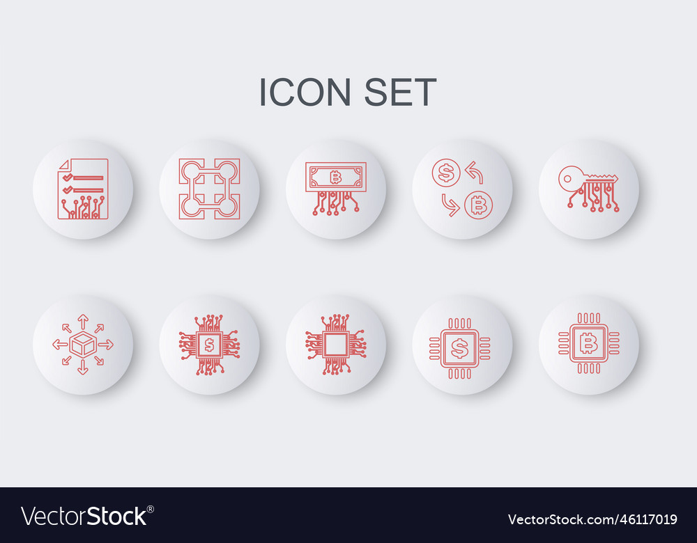 Set line cpu mining farm distribution Vector Image Set line cpu mining farm distribution