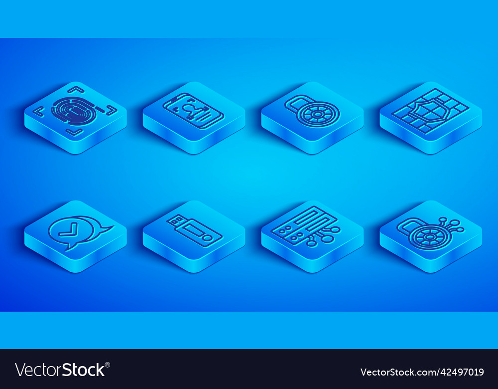 Set line fingerprint mobile and face recognition Vector Image Set line fingerprint mobile and face recognition