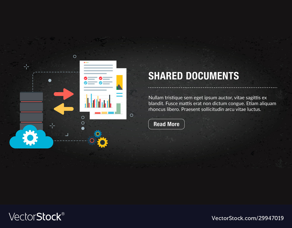 Shared documents banner internet with icons vector image Shared documents banner internet with icons