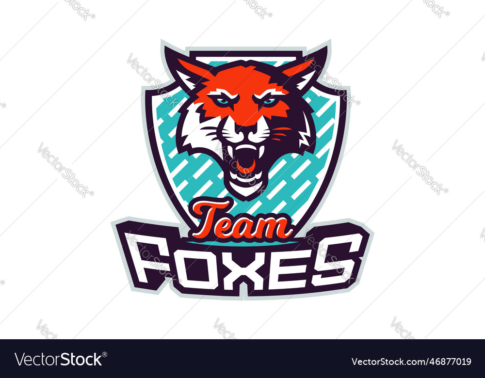 Sports logo with fox mascot colorful sport emblem Vector Image