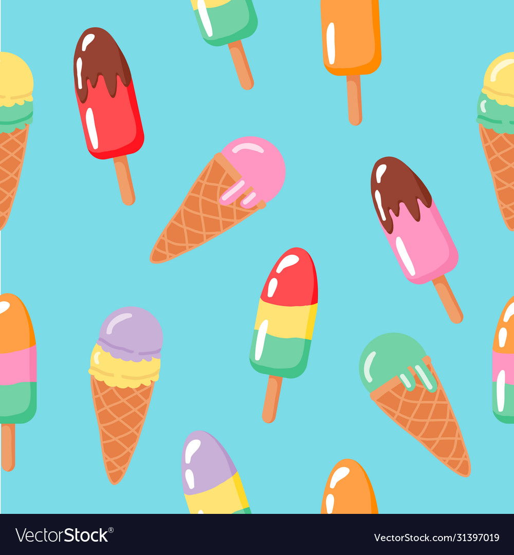 Summer seamless cute trendy pattern with various