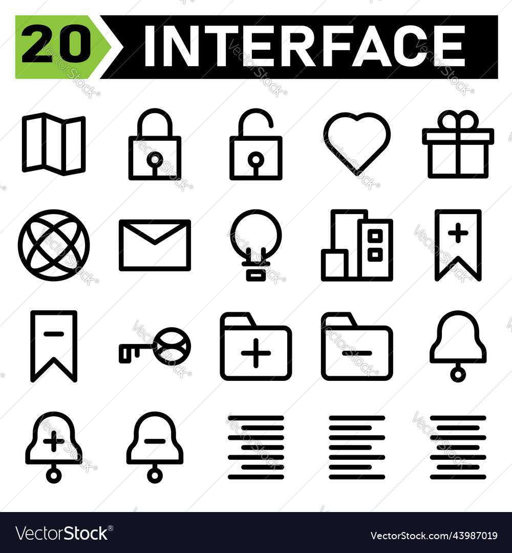 Benutzeroberfläche-Icon-Set enthalten Kartenstandort vector image Benutzeroberfläche-Icon-Set enthalten Kartenstandort