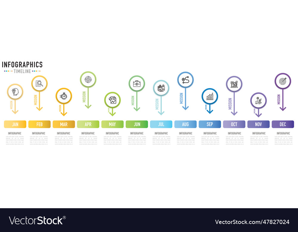 Circular timeline 12 months infographic