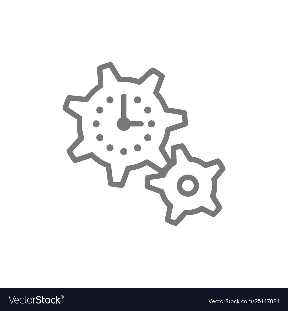 Clock with gears tech time line icon vector image Clock with gears tech time line icon