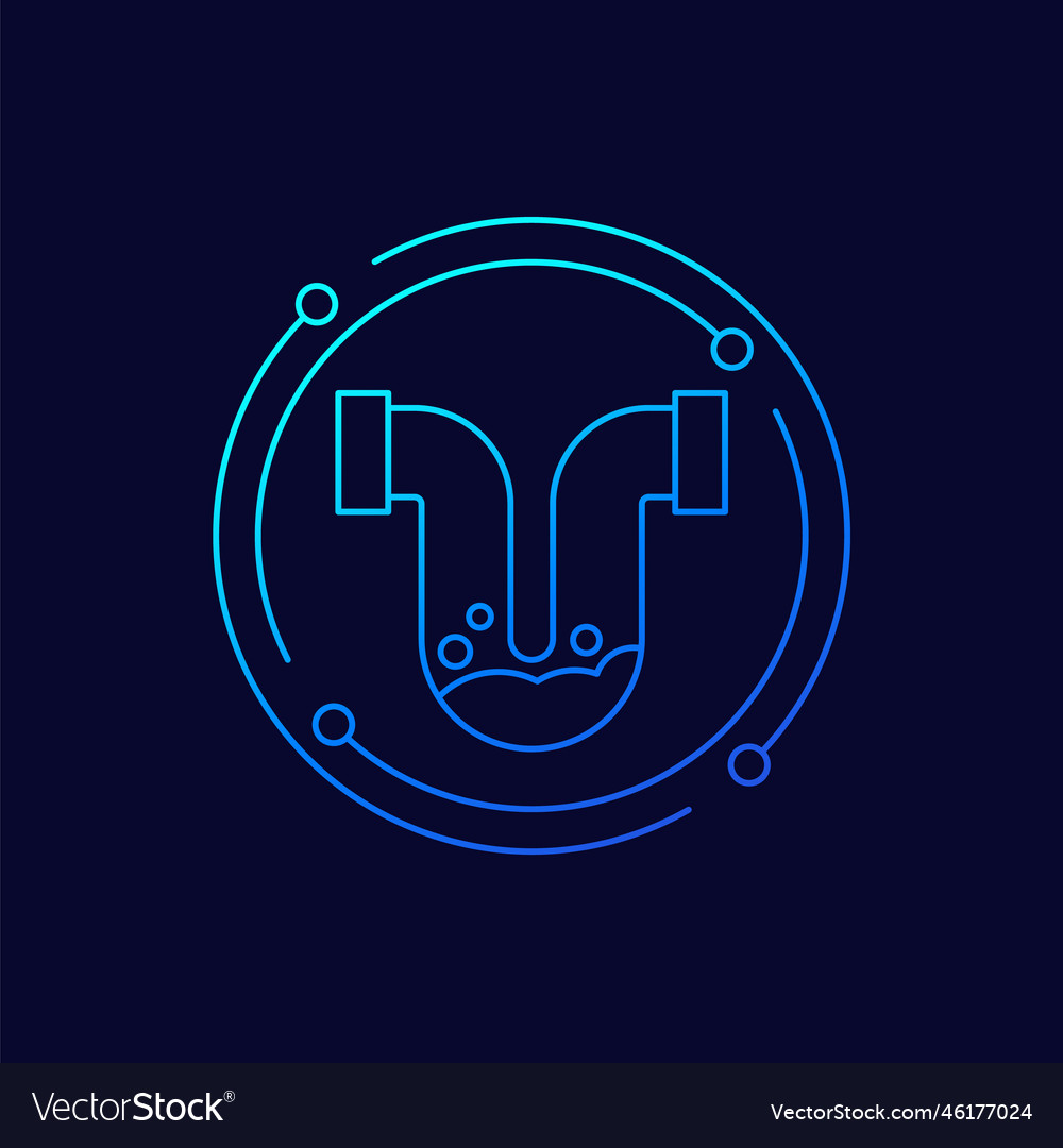 Clog in pipe icon linear design