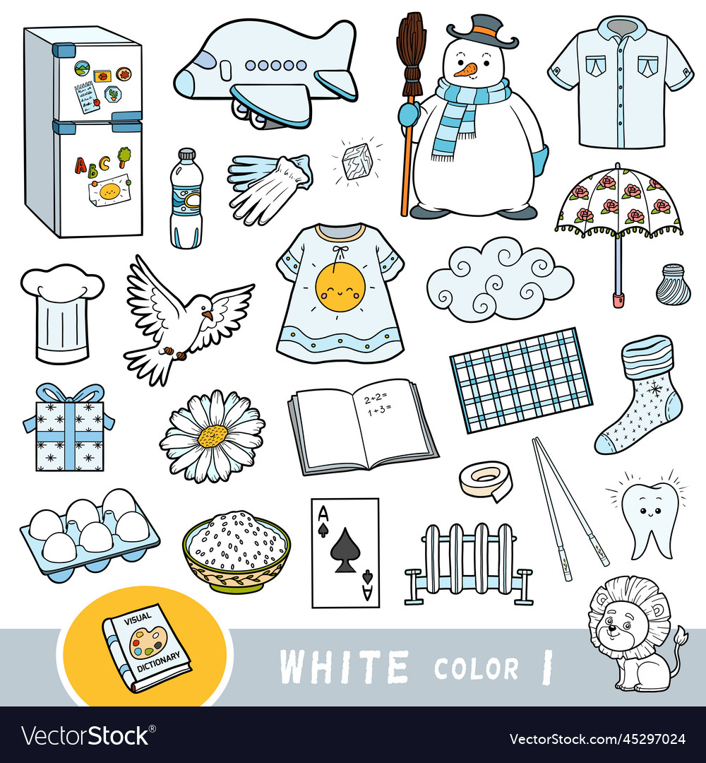 Colorful set of white color objects visual vector image Colorful set of white color objects visual