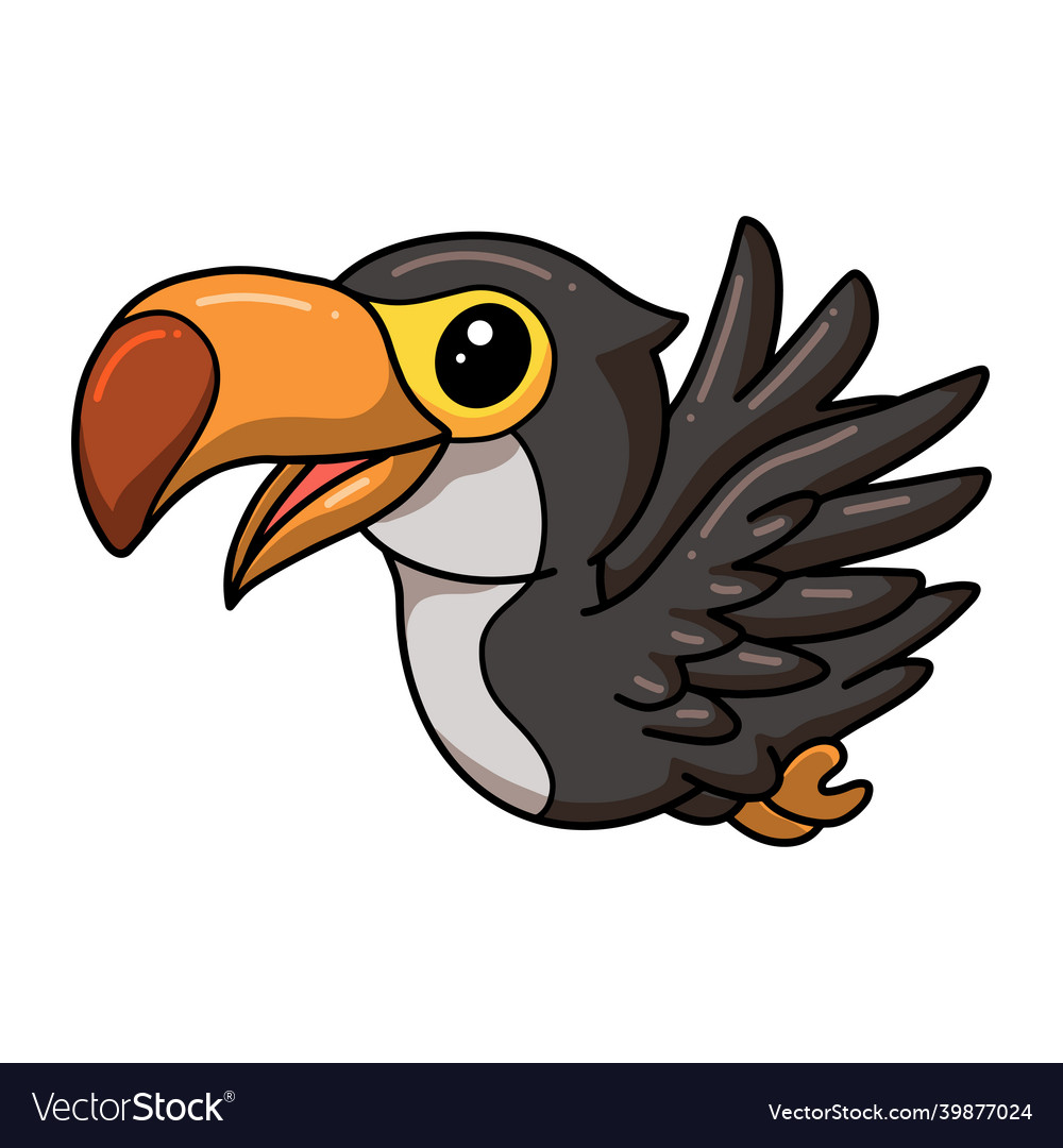 Cute little toucan bird cartoon flying Royalty Free Vector