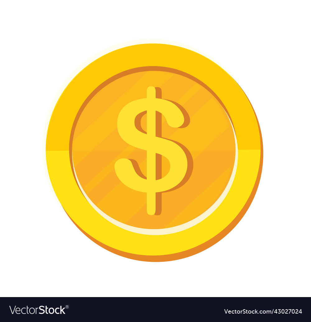 Dollar gold coin Royalty Free Vector Image - VectorStock