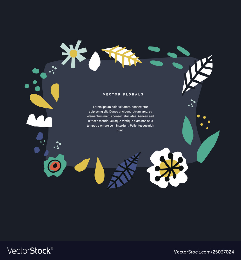 Floral hand drawn frame template with text space