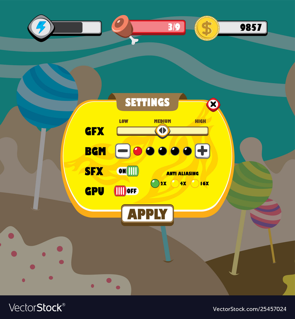 Game ui menu application mobile app