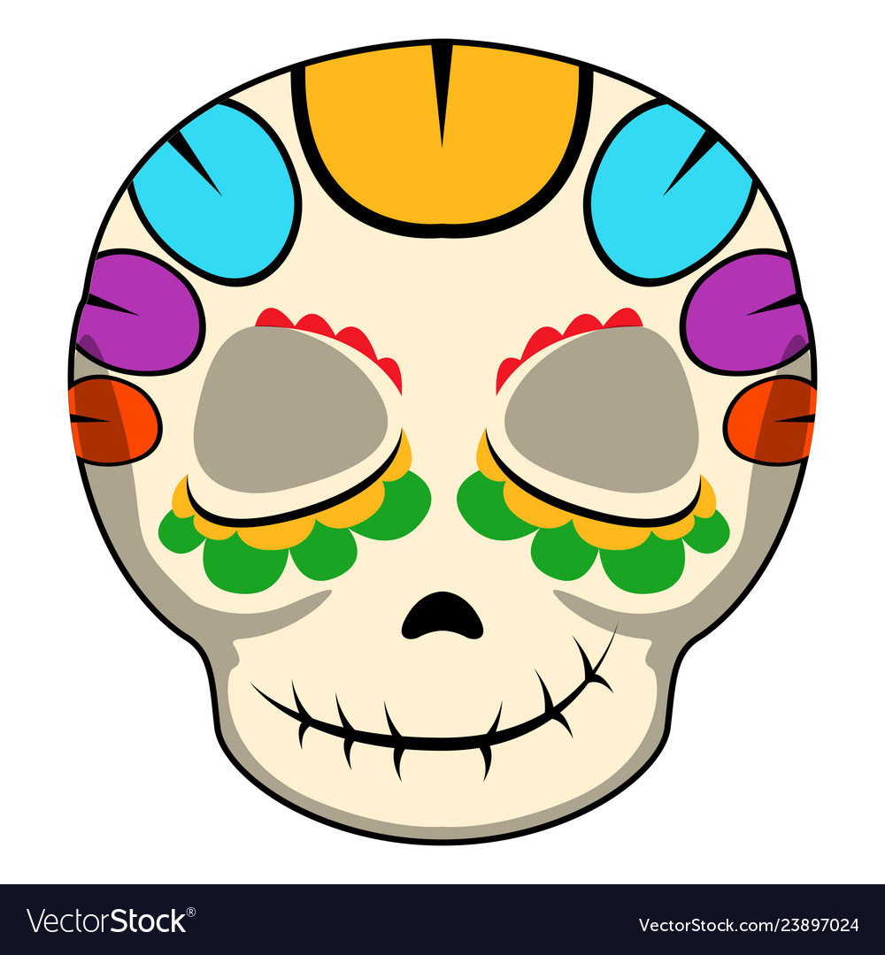 Happy colored mexican skull cartoon Royalty Free Vector