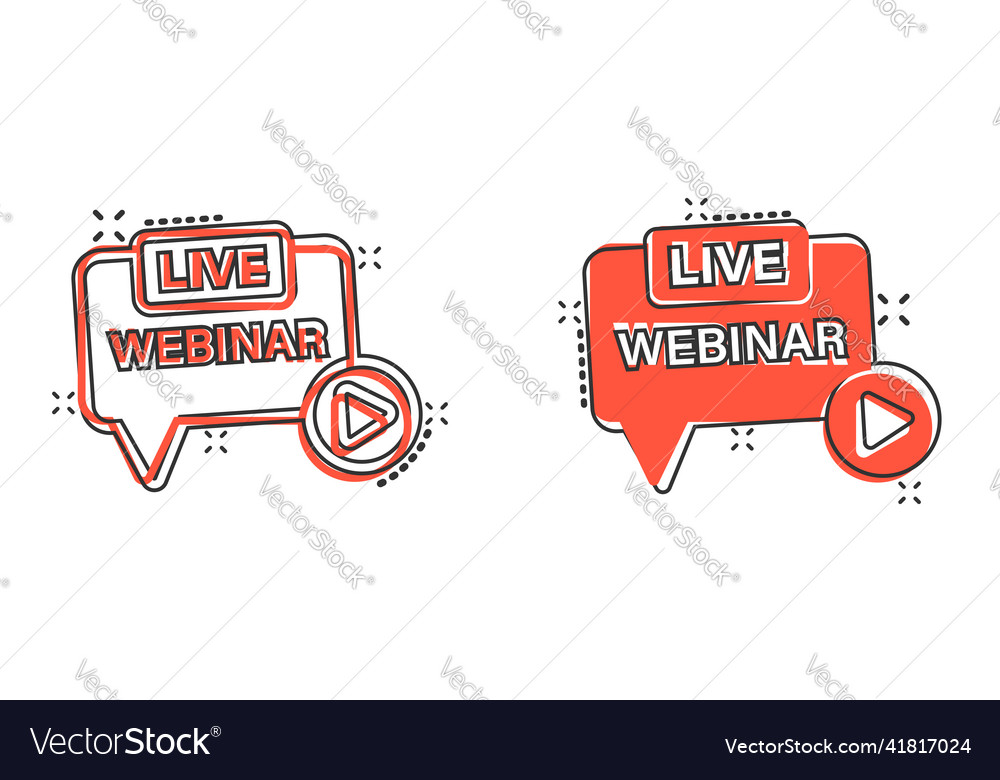 Live webinar icon in comic style online training