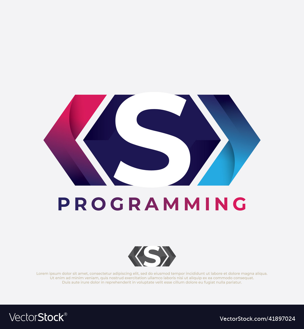 Programmer logo with letter s design code icon