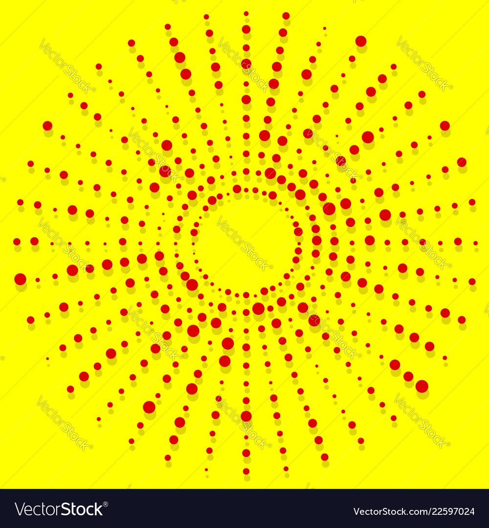 Random dots radial halftone element pop art red vector image Random dots radial halftone element pop art red