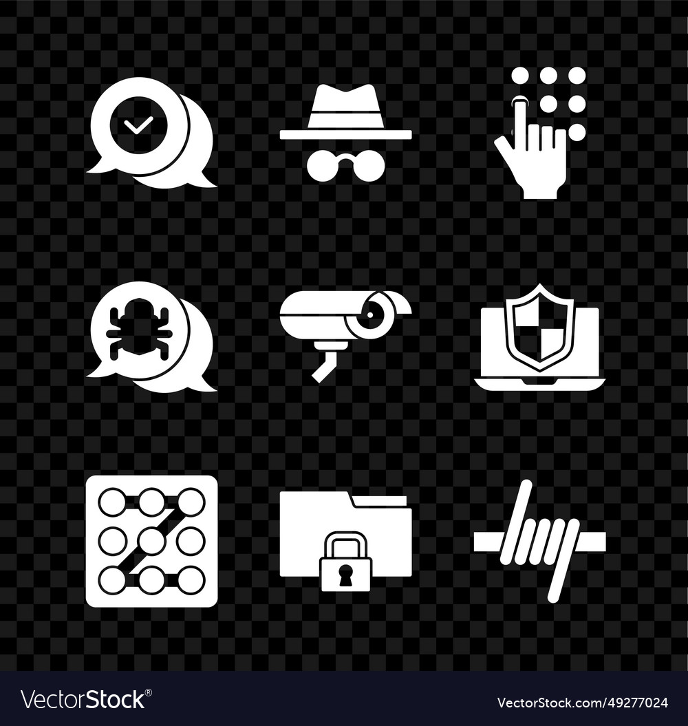 Set check mark in speech bubble incognito mode vector image Set check mark in speech bubble incognito mode