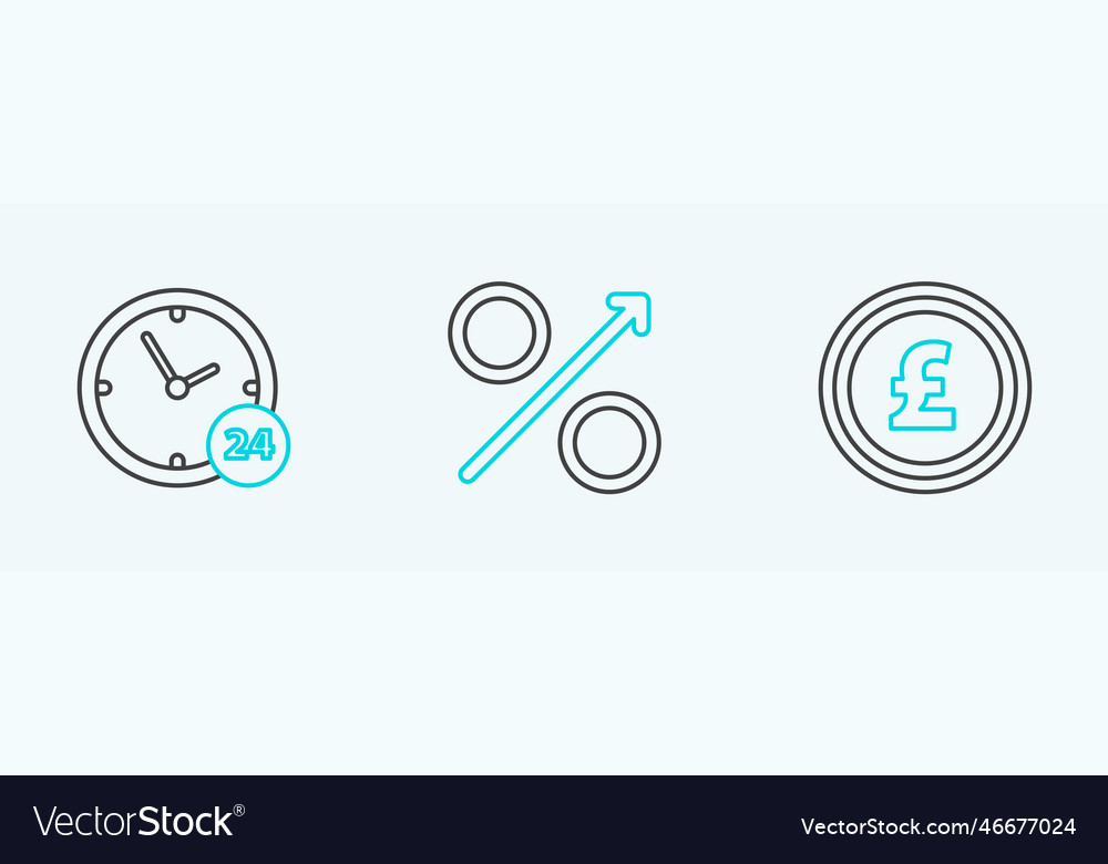 Set line coin money with pound sterling symbol