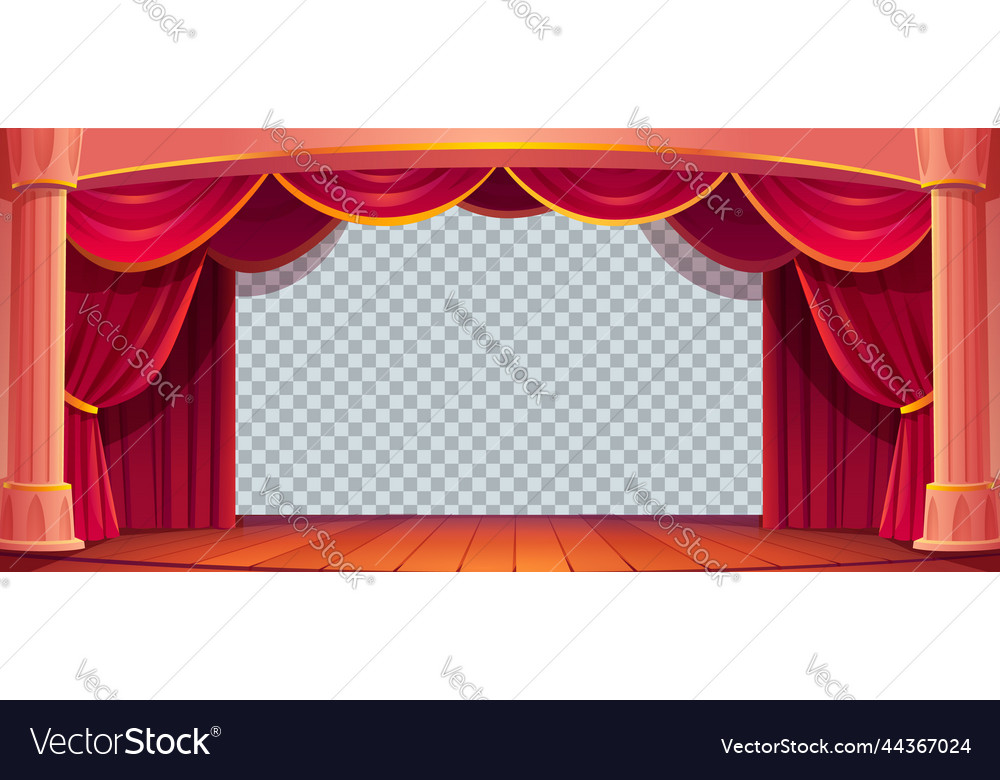 Theater stage with curtains and empty backdrop Vector Image