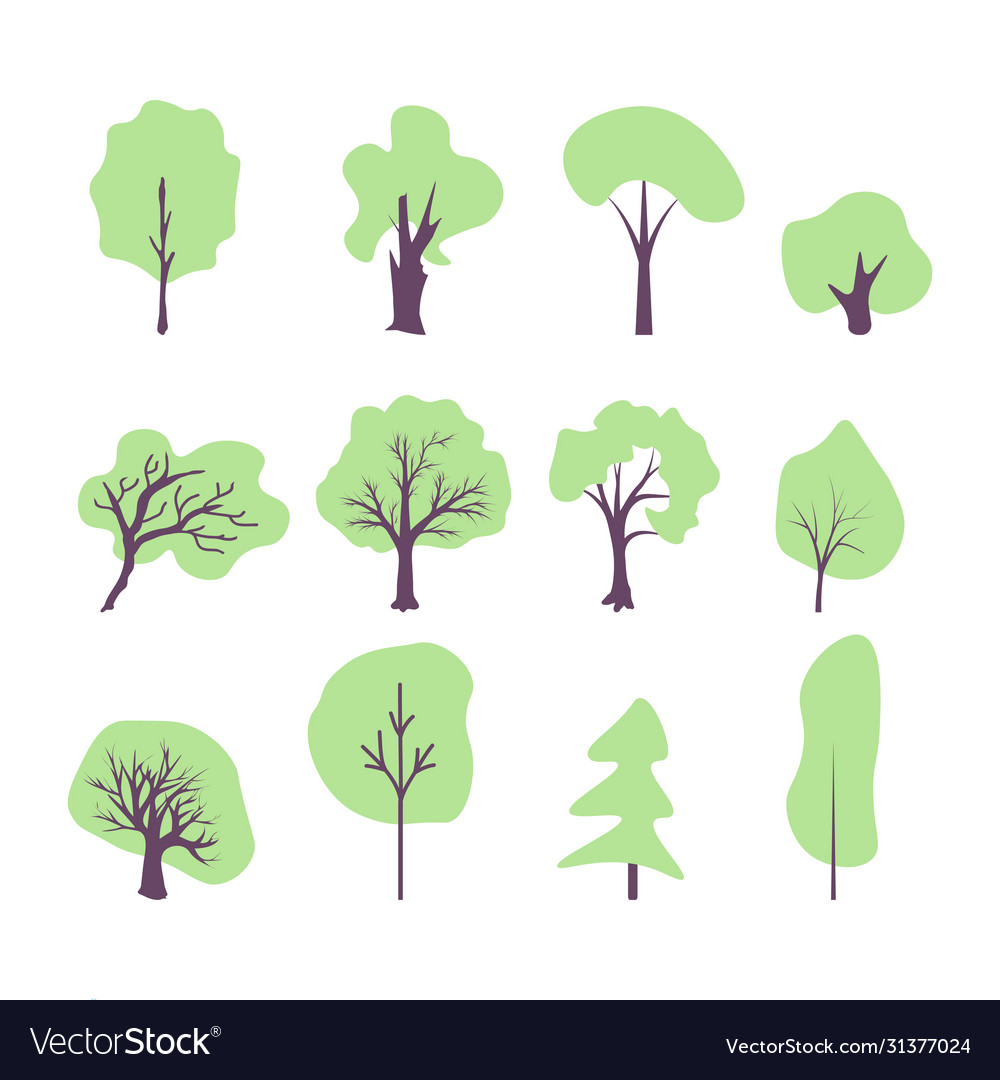 Trees set vector image Trees set
