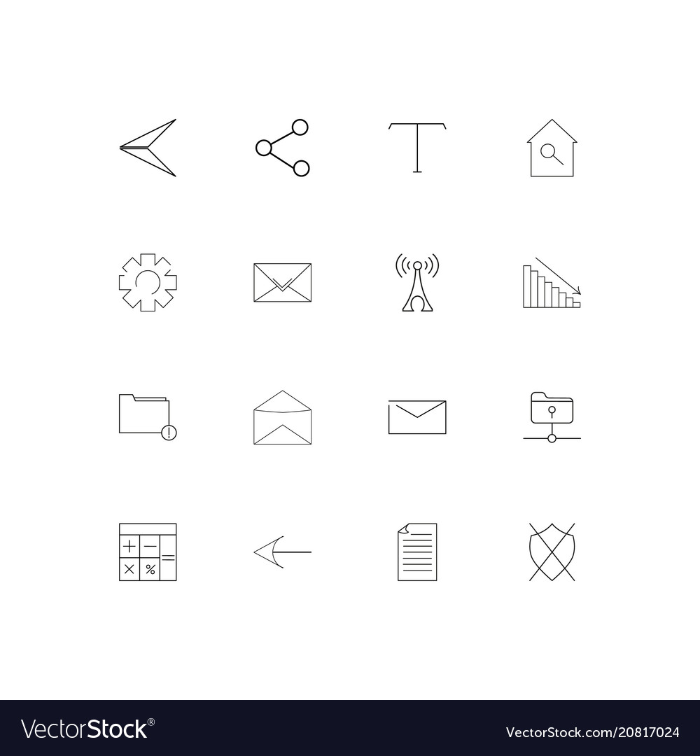 Web linear thin icons set outlined simple
