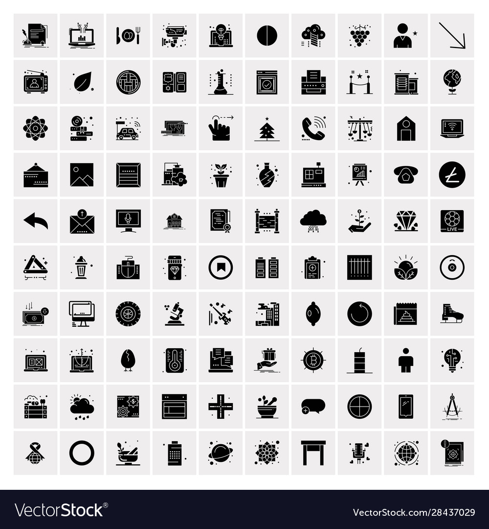 100 solid business icons for web and print