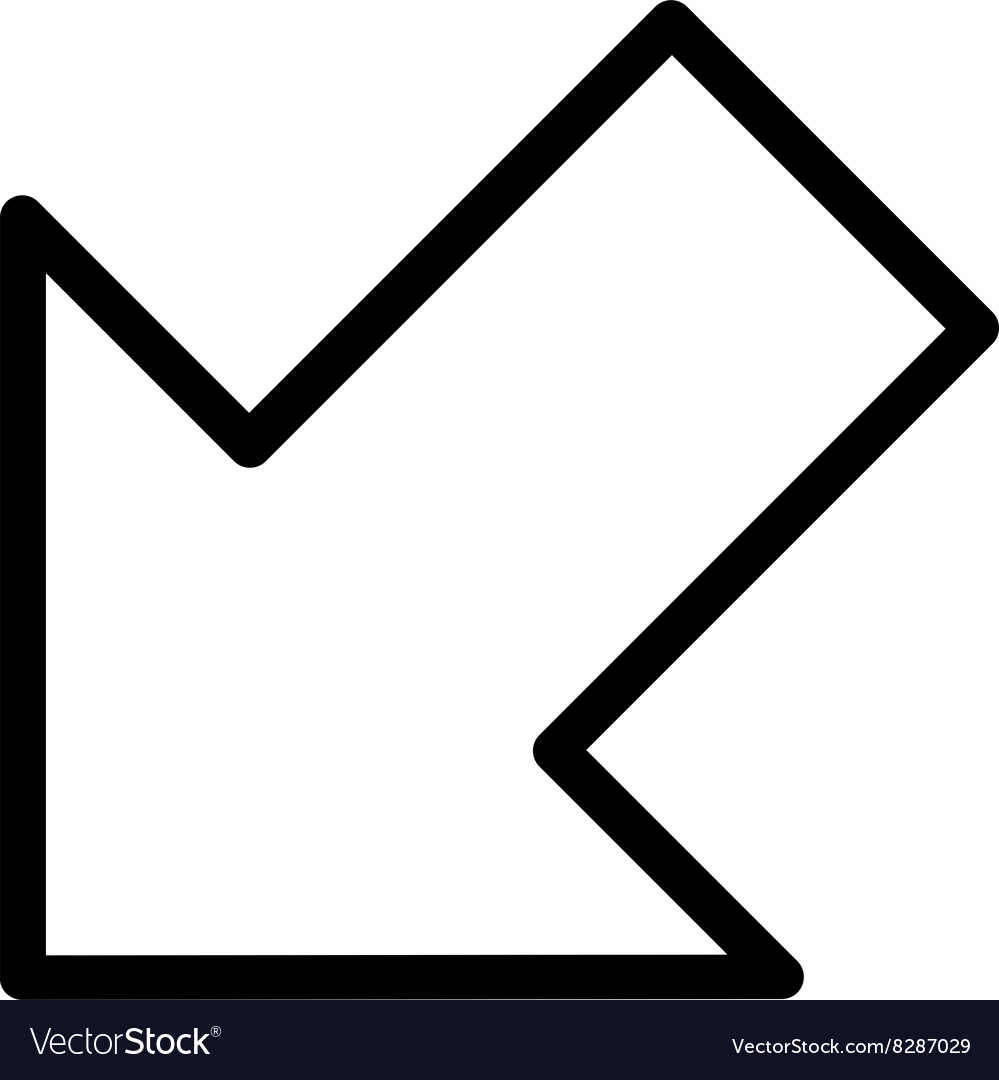 Arrow left down thin line icon
