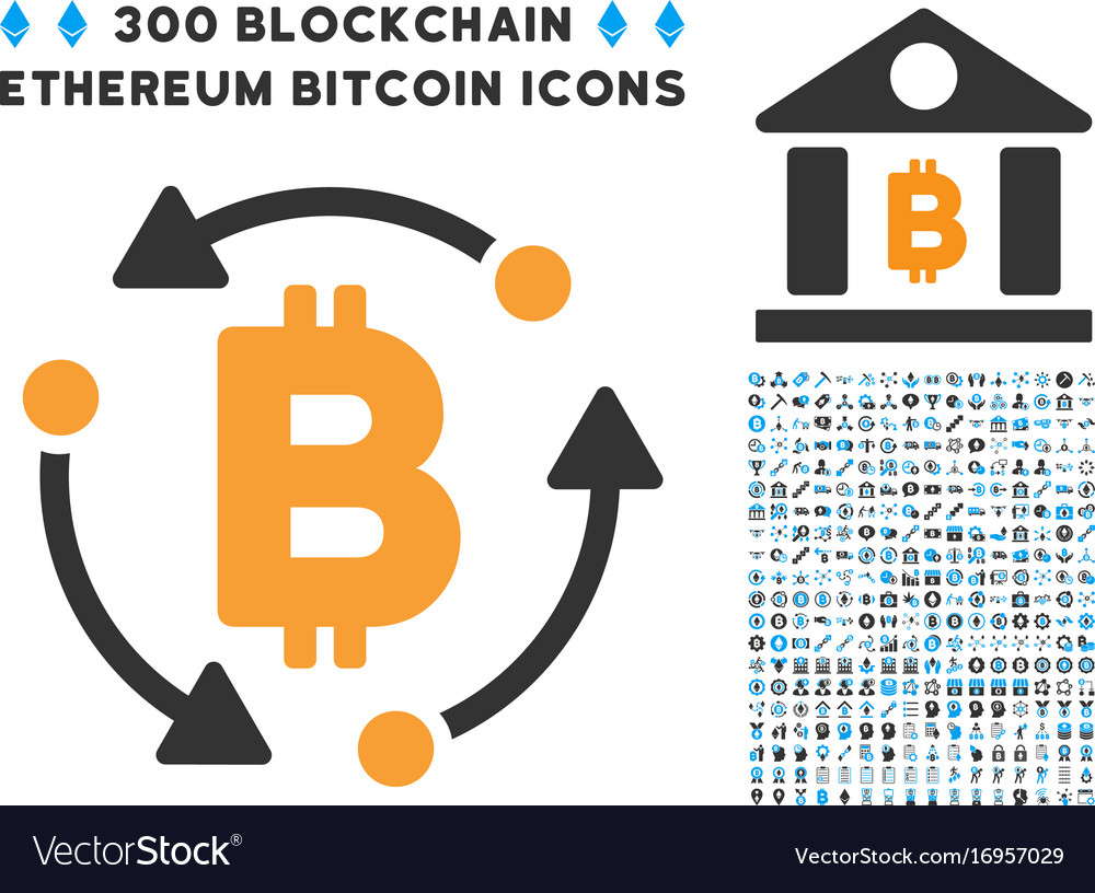 Bitcoin rotation flat icon with clip art