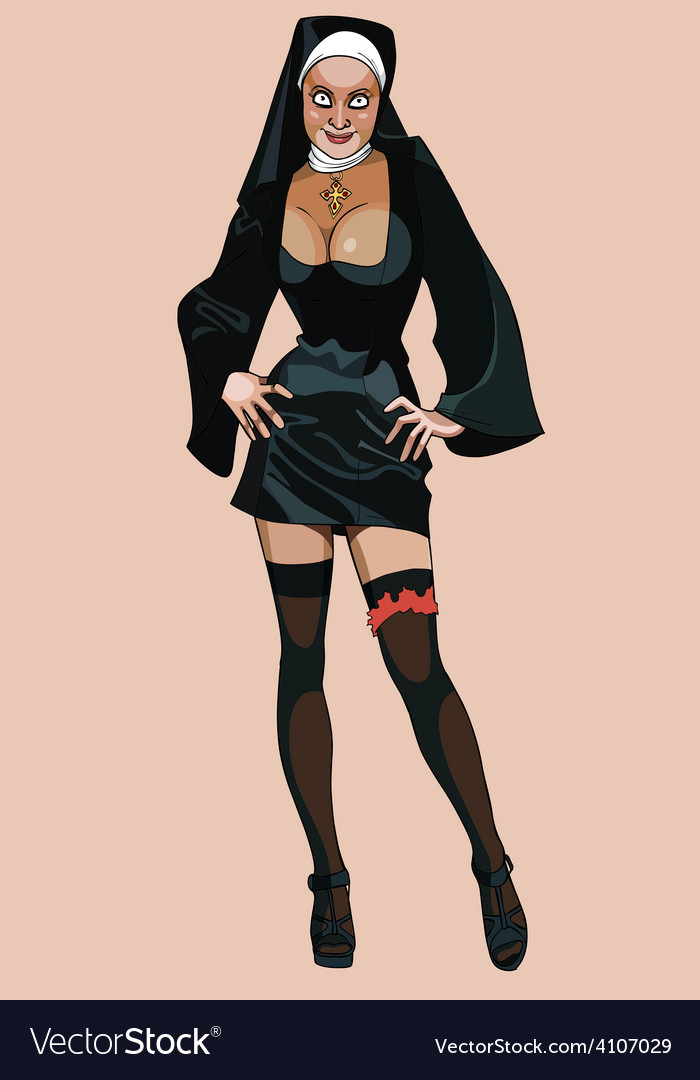 Cartoon sexy girl dressed as a nun Royalty Free Vector Image