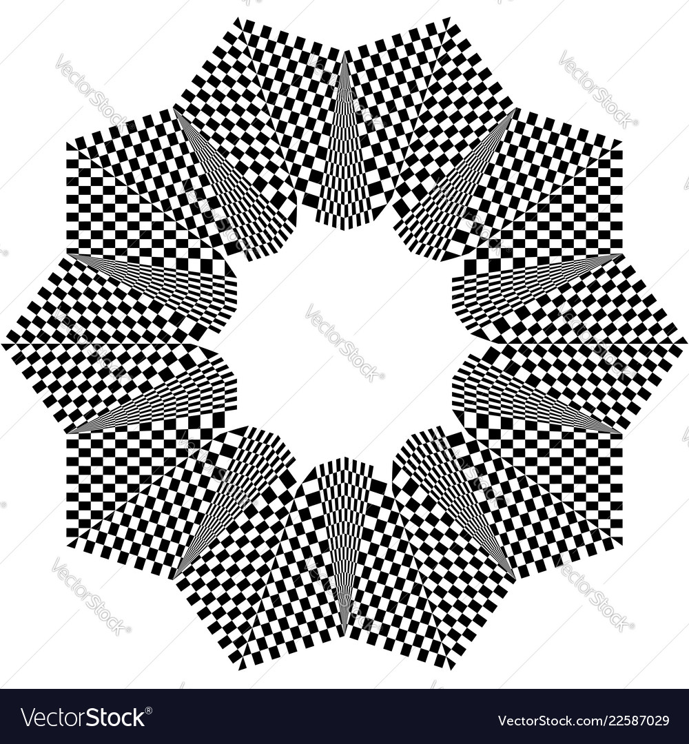 Checkered circular element abstract monochrome vector image Checkered circular element abstract monochrome