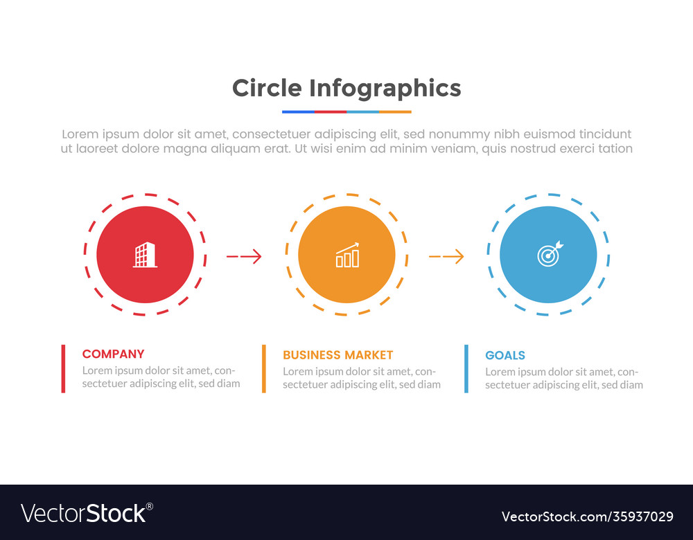 Circle infographic with 3 list point and modern vector image Circle infographic with 3 list point and modern