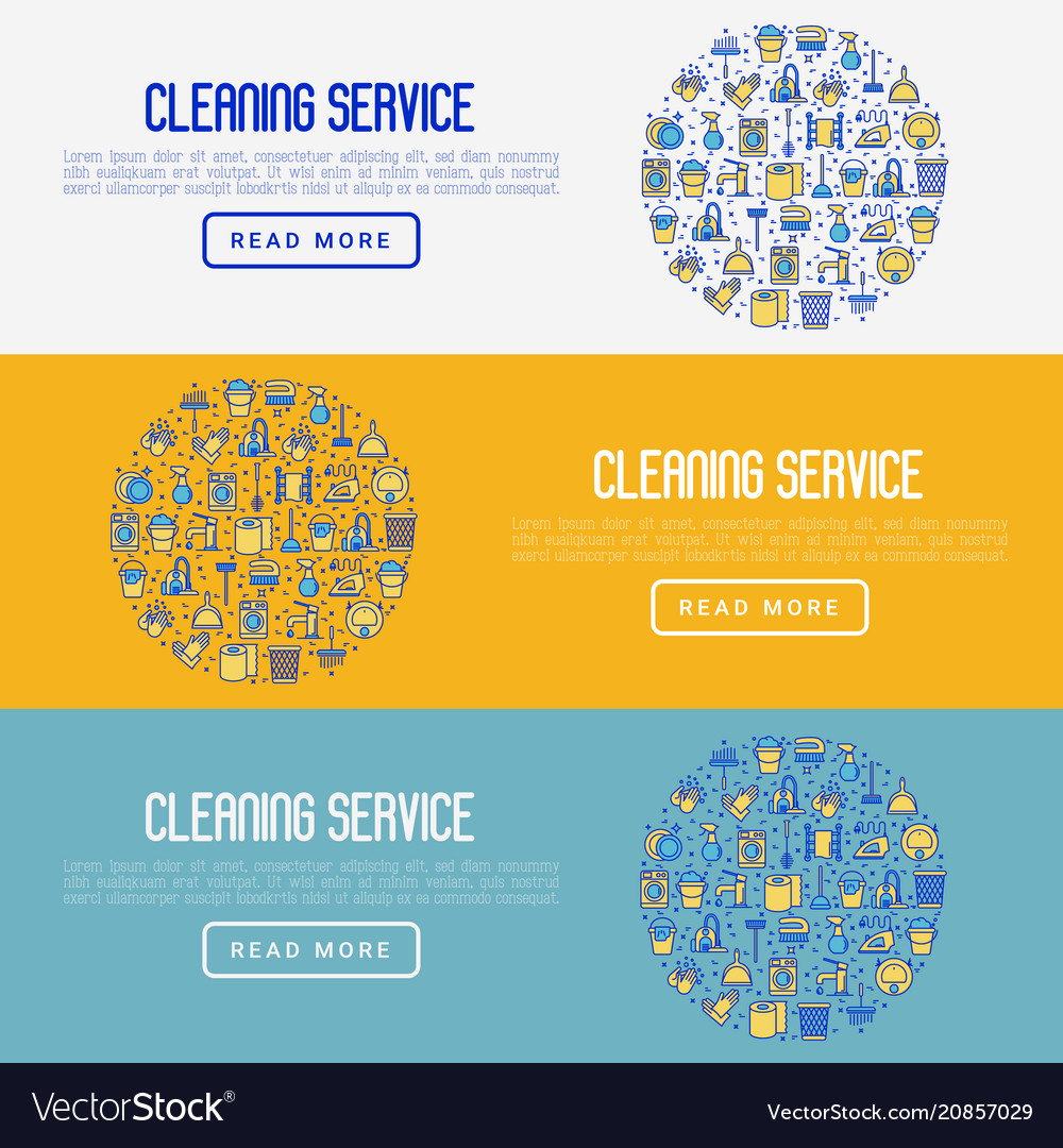 Cleaning service concept with thin line icons