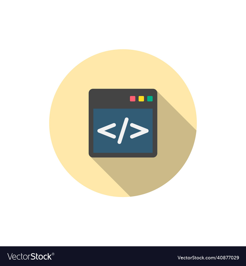 Coding icon symbol flat design long shadow vector image Coding icon symbol flat design long shadow