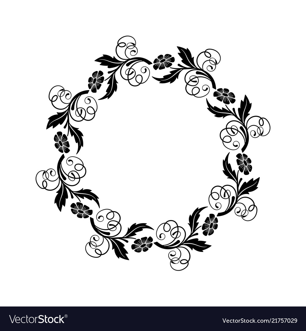 Decorative empty round floral frame