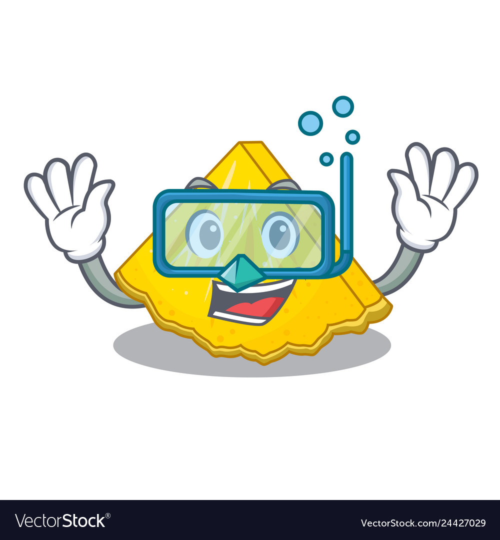 Diving pineapple slice isolated in the mascot