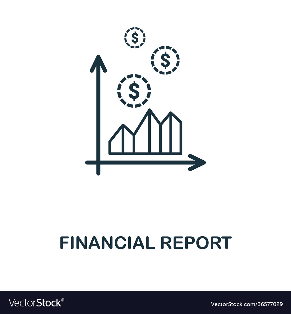 Financial report icon line style design from vector image Financial report icon line style design from