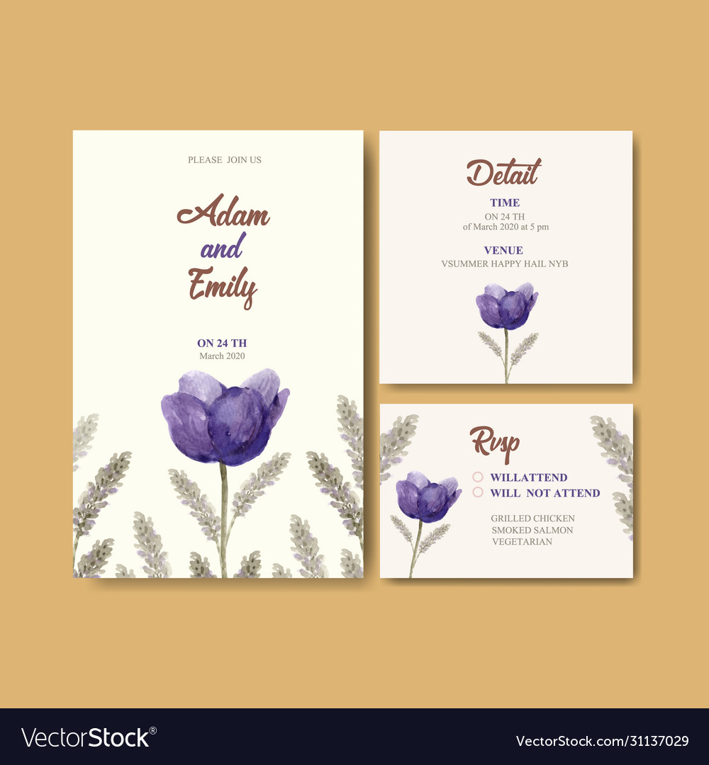 Floral wine wedding card design with tulip